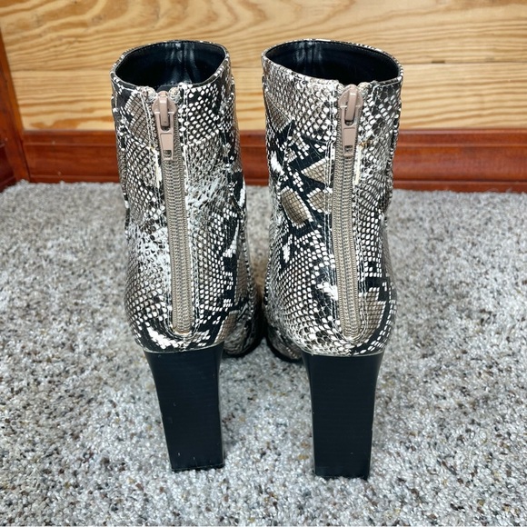 Miss Lola Henley Snakeskin Block Heel Square Toe Booties Boots 7 Black Grey - Picture 6 of 14